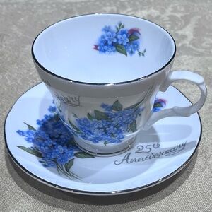 Crown Trent Floral 25th Anniversary Teacup and Saucer